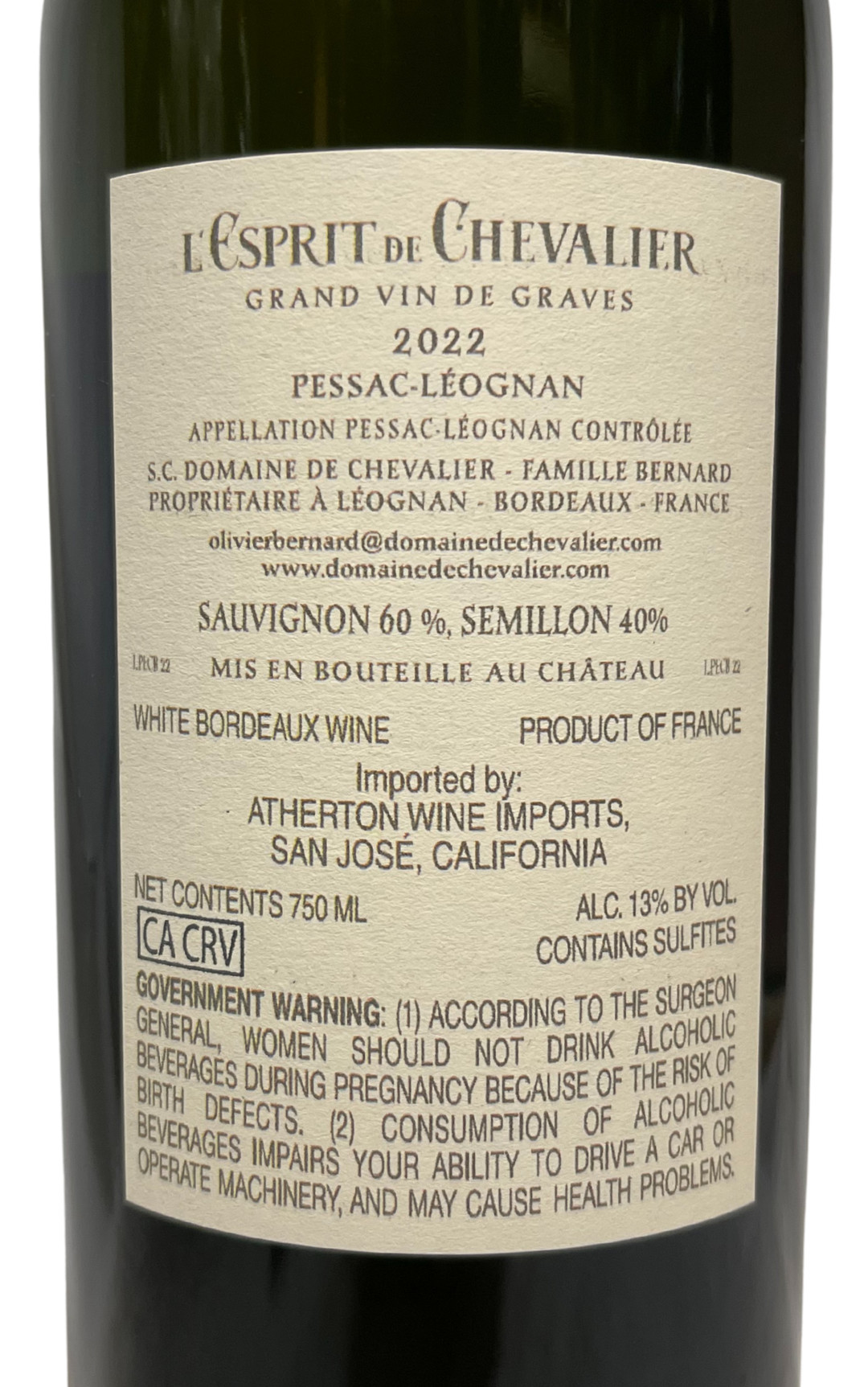 2022 L'Esprit de Chevalier Pessac Leognan Blanc