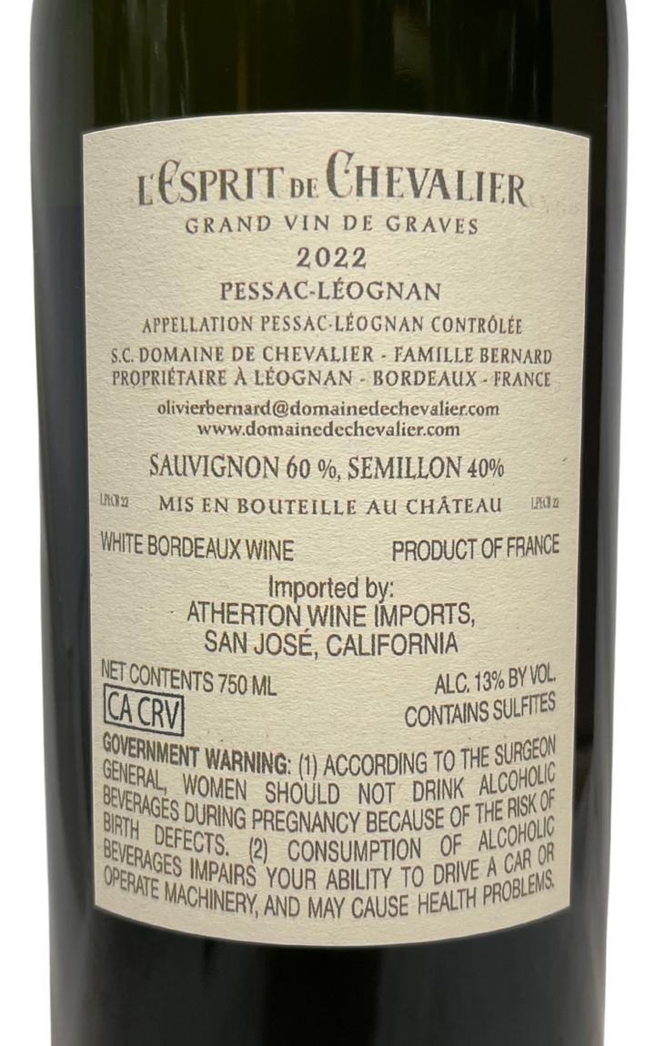2022 L'Esprit de Chevalier Pessac Leognan Blanc