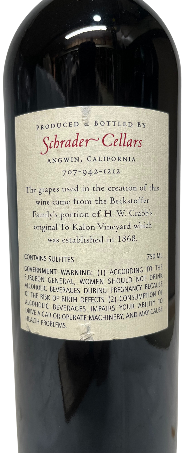 2009 Schrader Beckstoffer To-Kalon Vineyard Cabernet Sauvignon RBS
