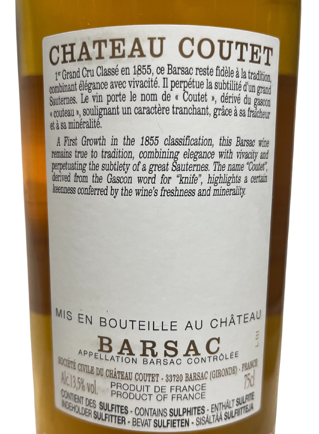 2017 Coutet Barsac Sauternes