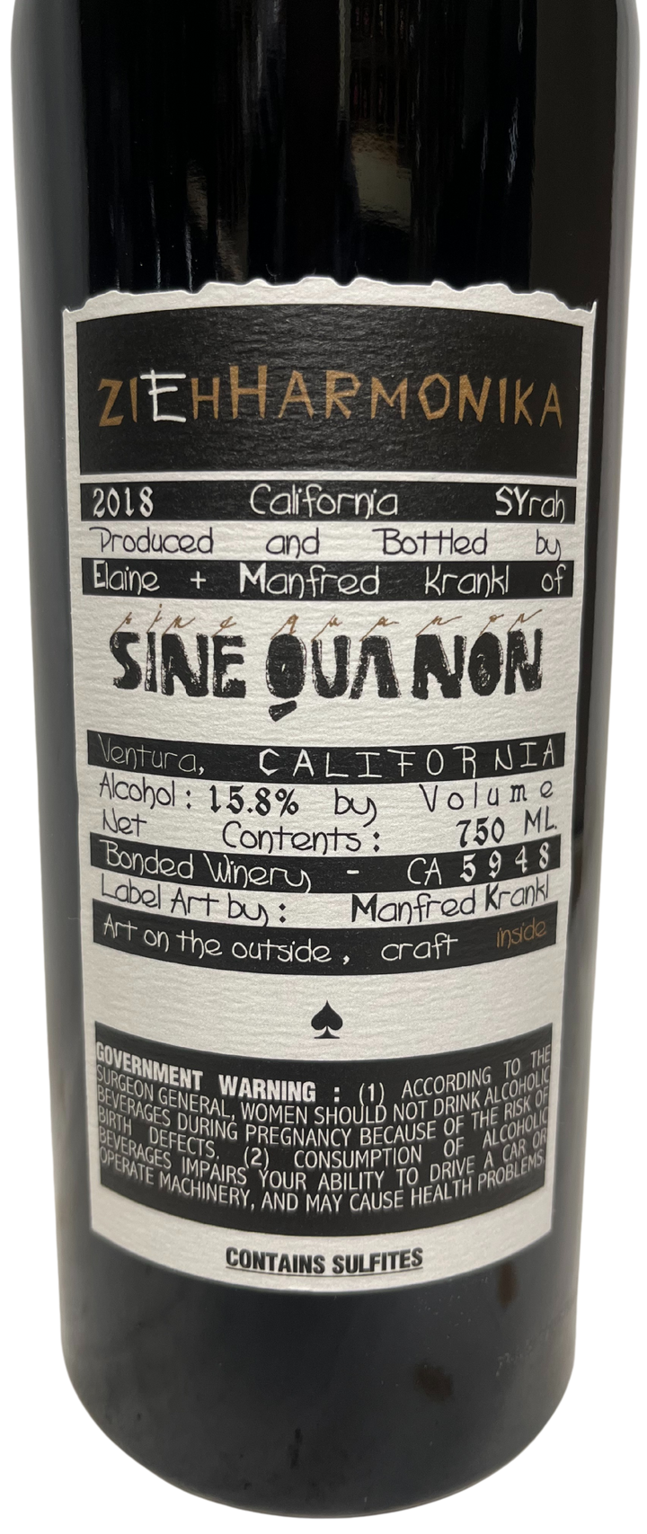 2018 Sine Qua Non Ziehharmonika Syrah