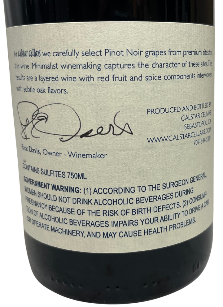 2017 Calstar Cellars Sonoma Coast Pinot Noir