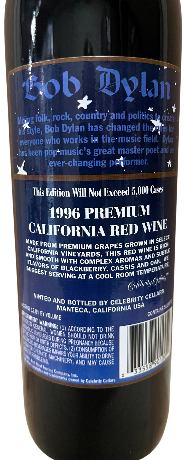 1996 Celebrity Cellars Bob Dylan Proprietary Red Wine