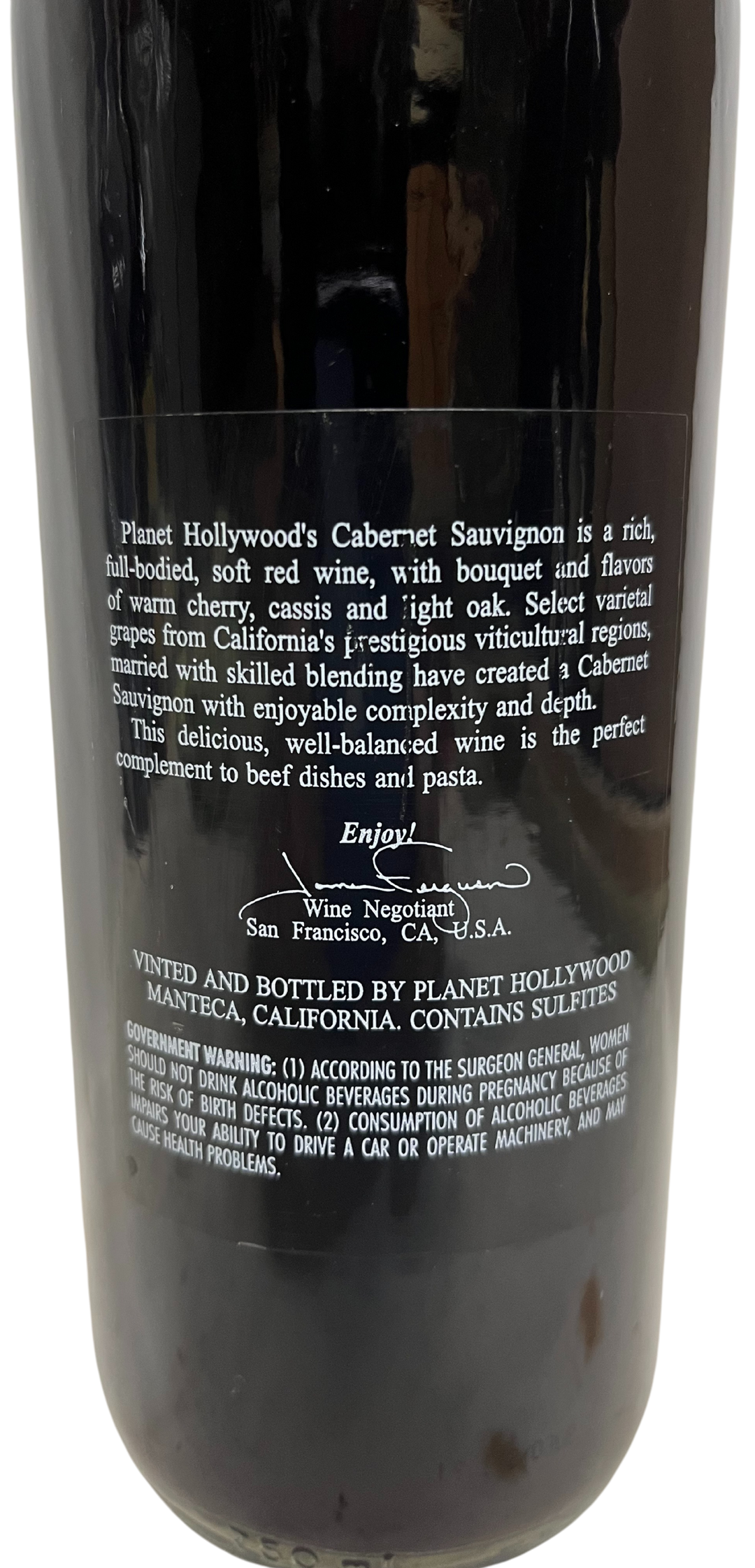 1997 Planet Holywood California Cabernet Sauvignon Red Wine