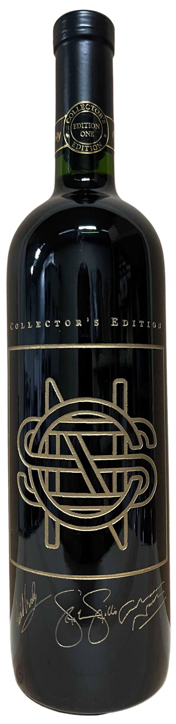 1995 Celebrity Cellars Crosby Stills and Nash Proprietary Red Wine Etched Bottle