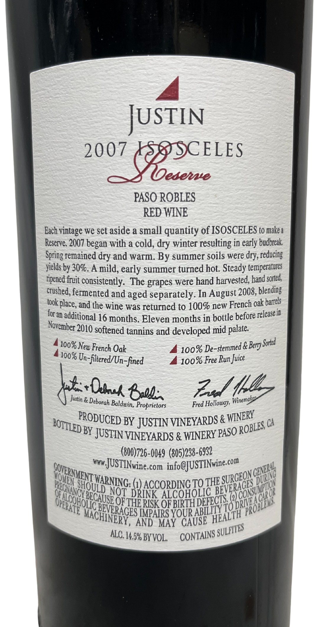 2007 Justin Vineyards Isosceles Reserve Proprietary Red