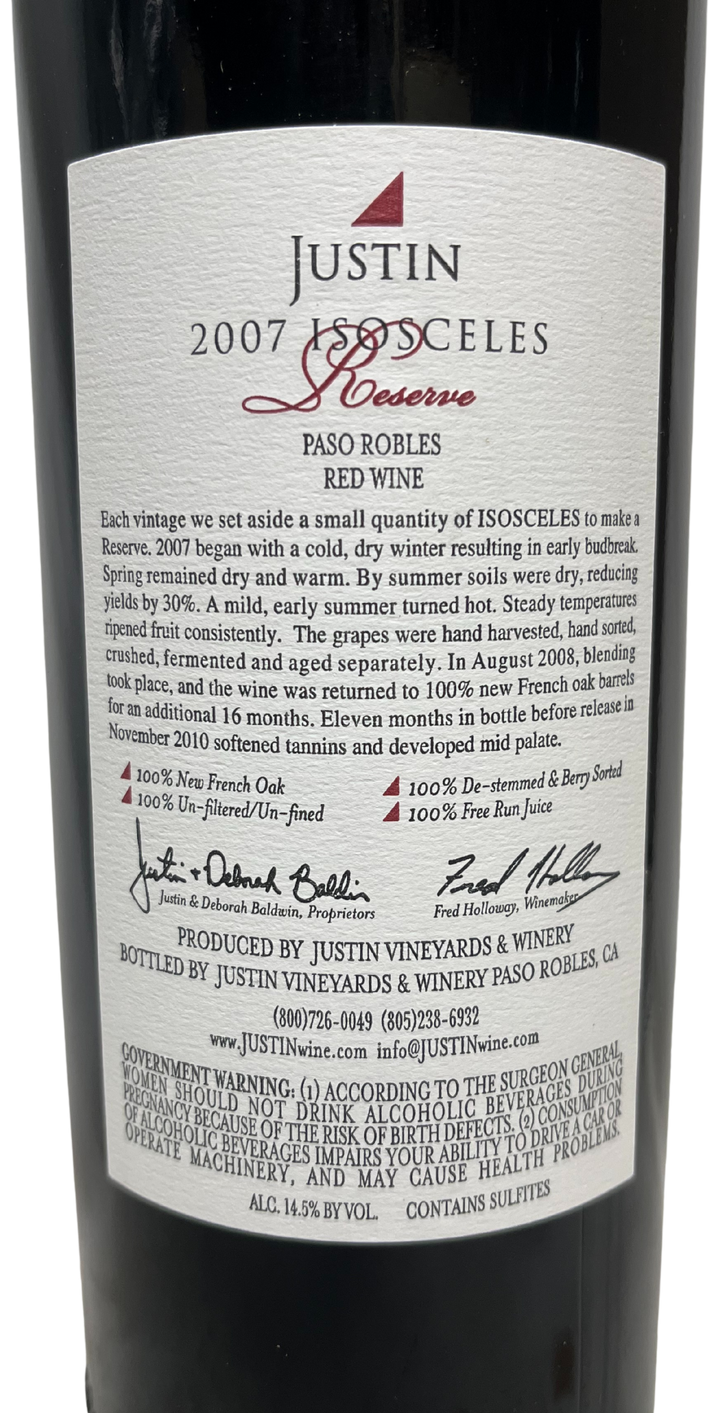 2007 Justin Vineyards Isosceles Reserve Proprietary Red