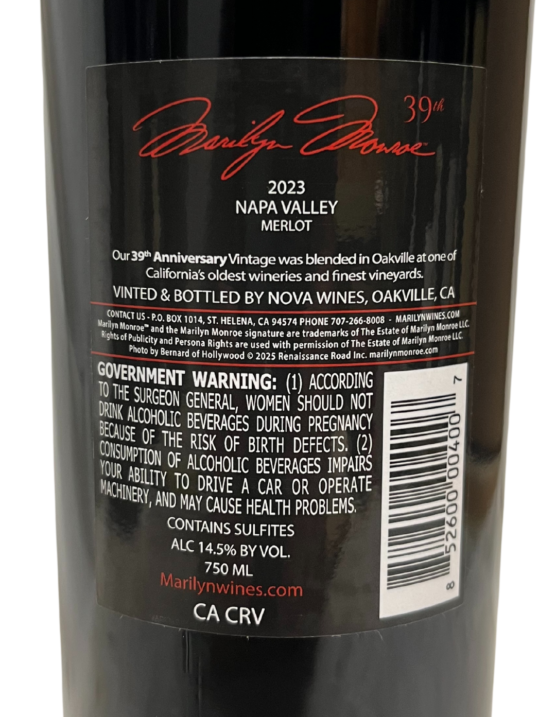 2023 Marilyn Merlot Napa Valley Merlot