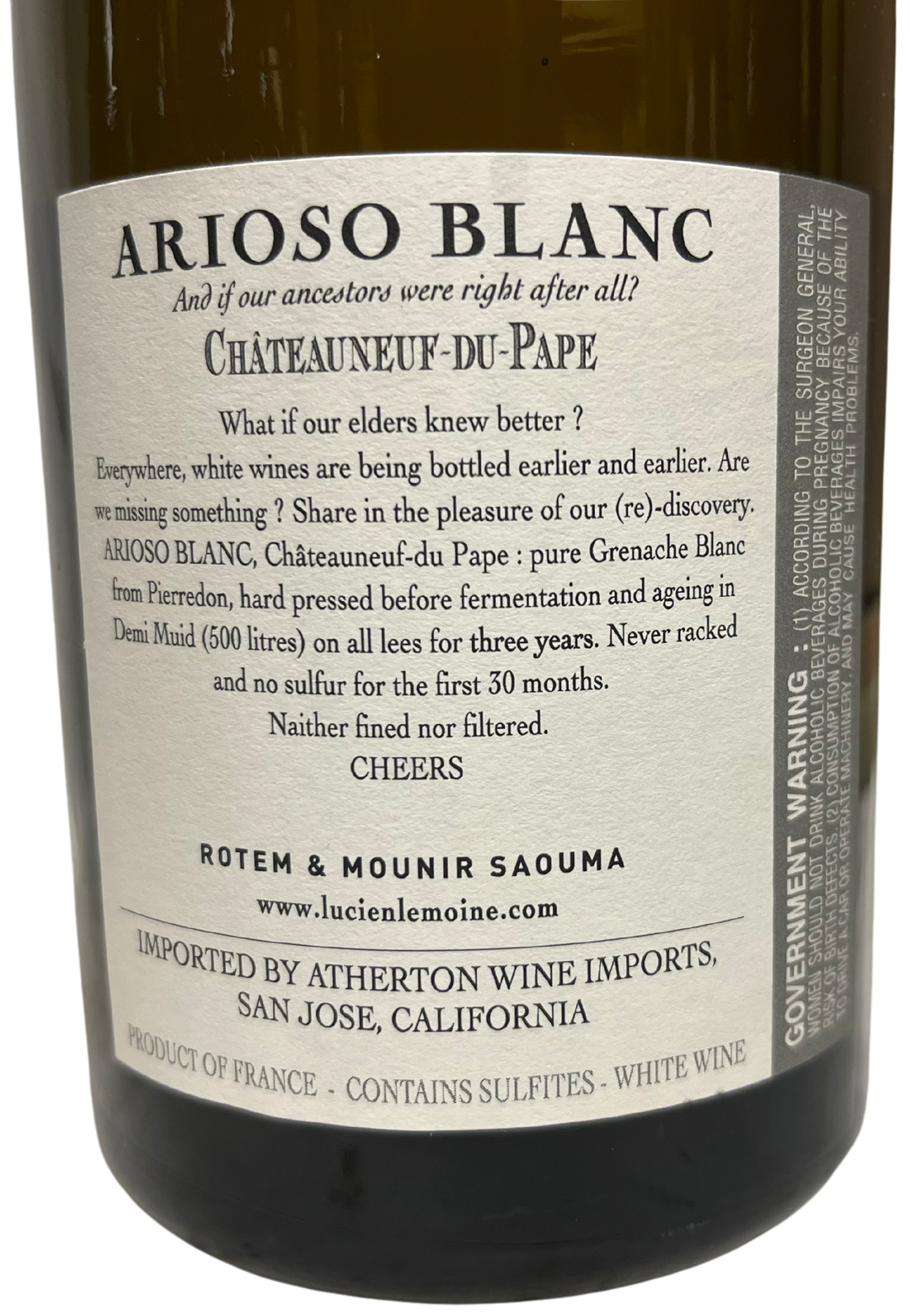 2019 Rotem & Mounir Saouma Chateauneuf du Pape Arioso Blanc