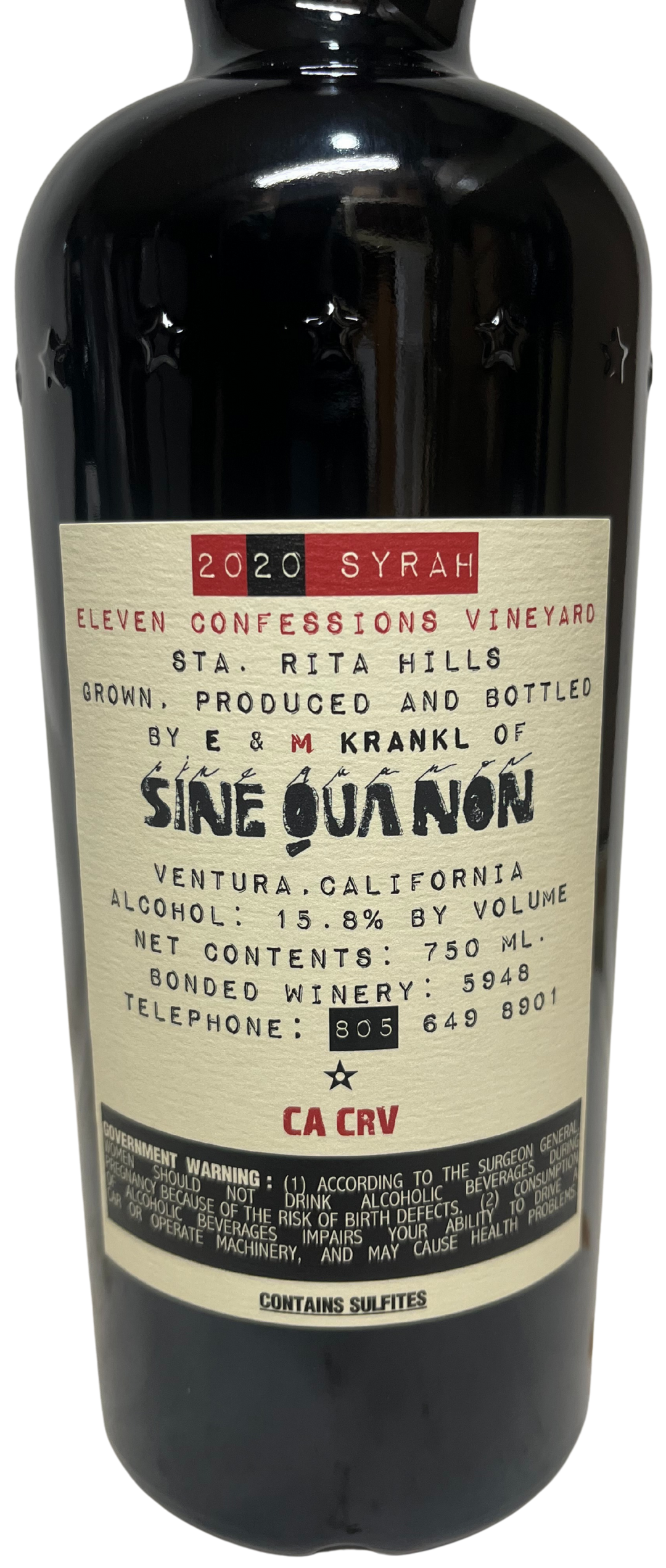 2020 Sine Qua Non Eleven Confessions Syrah
