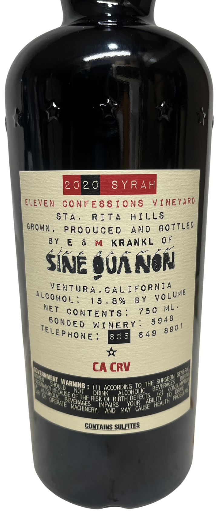 2020 Sine Qua Non Eleven Confessions Syrah