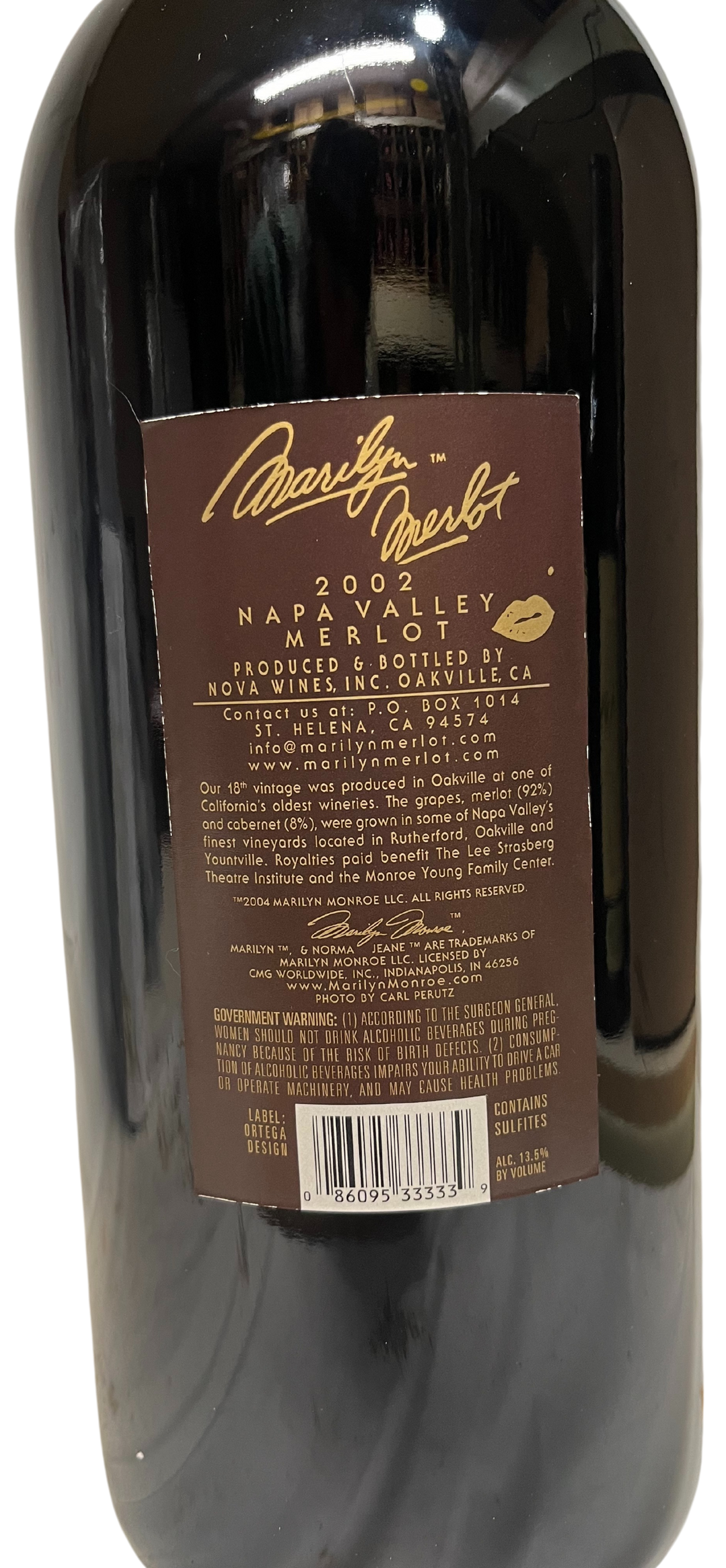 2002 Marilyn Merlot Napa Valley Merlot Etched