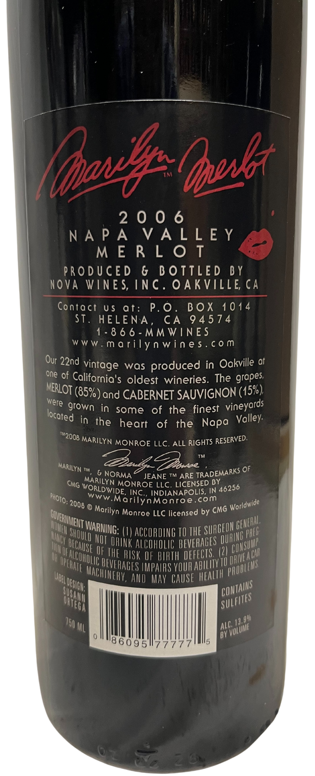 2006 Marilyn Merlot Napa Valley Merlot - Scratch and Dent