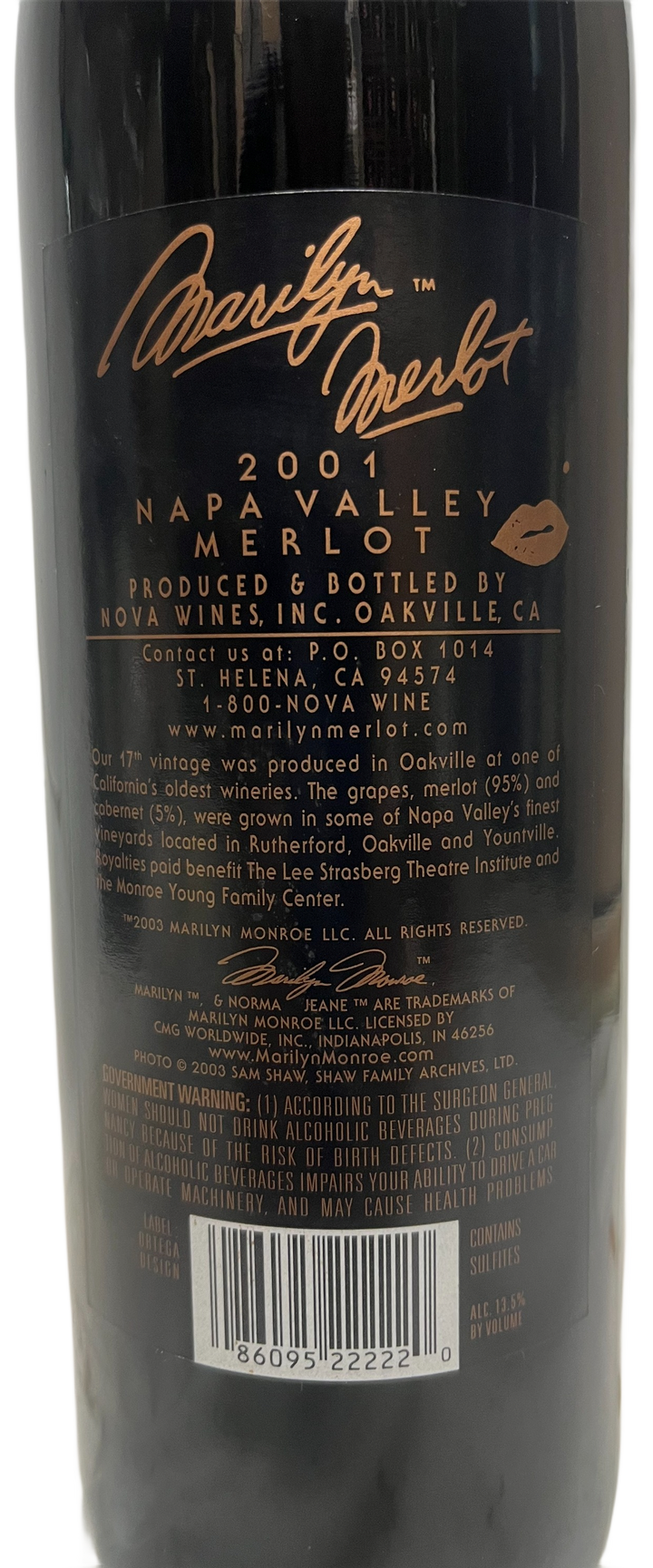 2001 Marilyn Merlot Napa Valley Merlot - Scratch and Dent