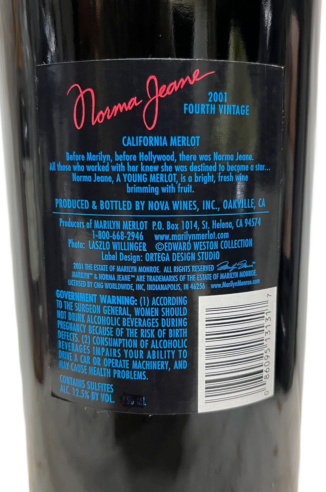 2001 Norma Jean Merlot Napa Valley Merlot