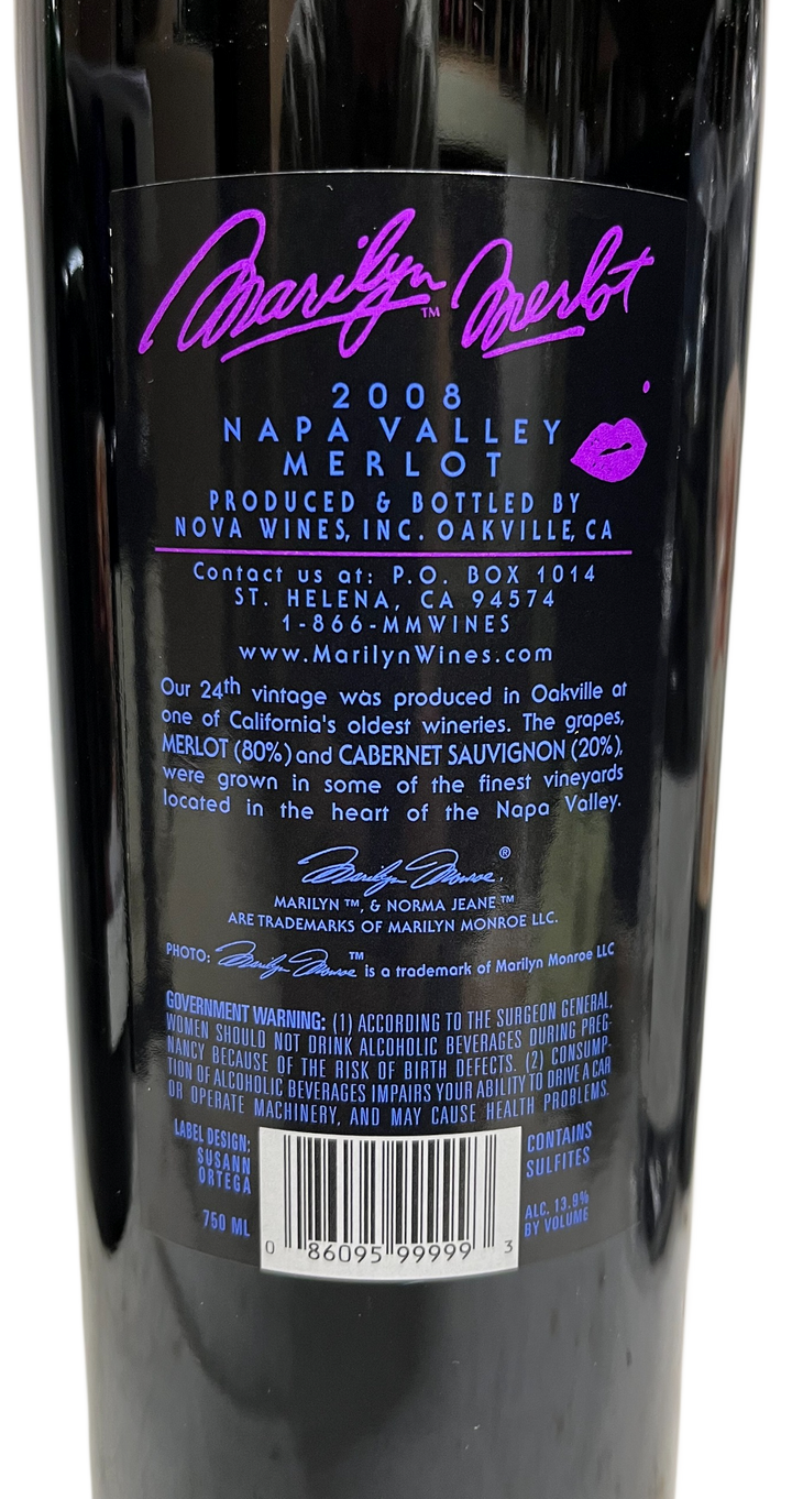 2008 Marilyn Merlot Napa Valley Merlot Etched