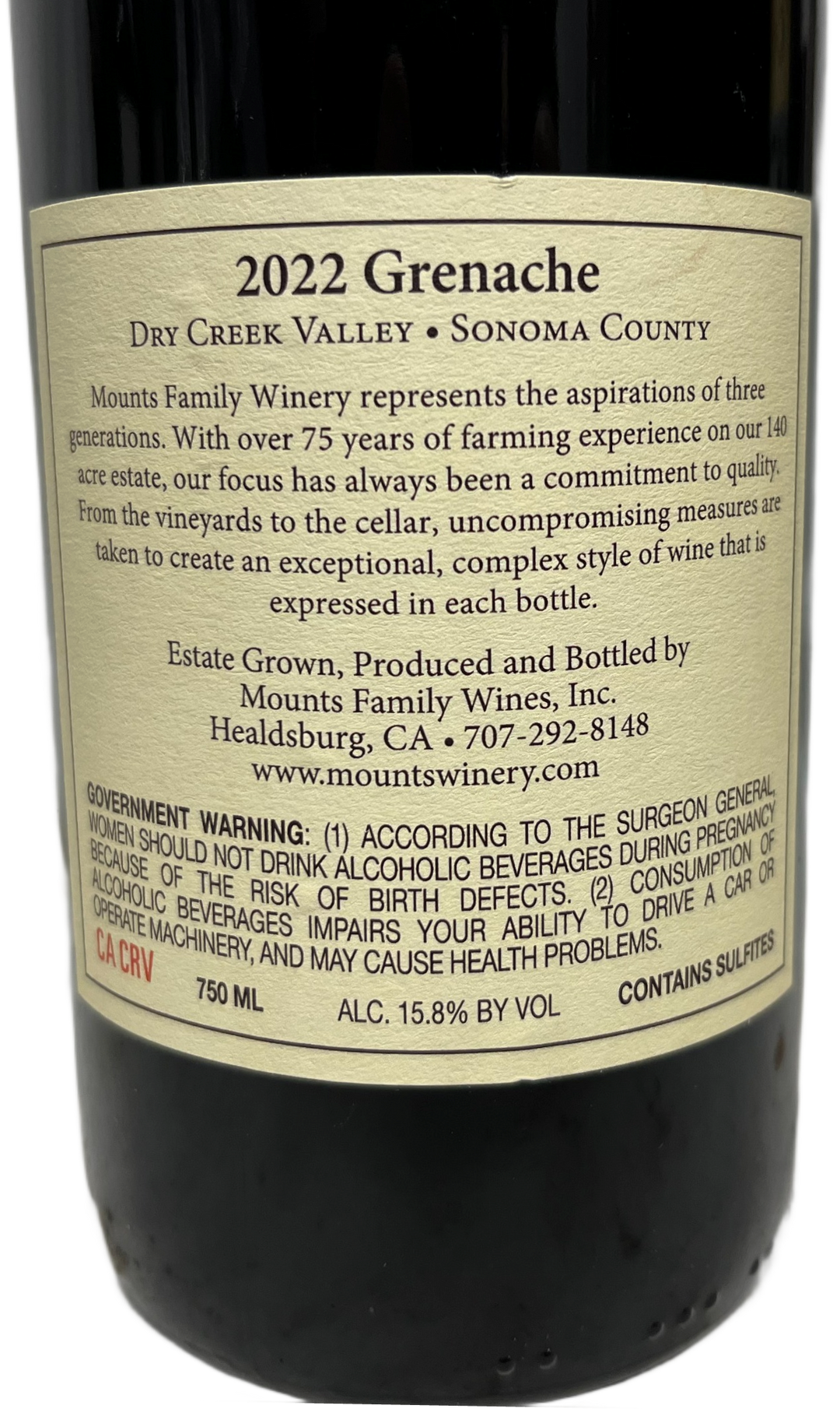 2022 Mounts Family Wines Dry Creek Valley Grenache