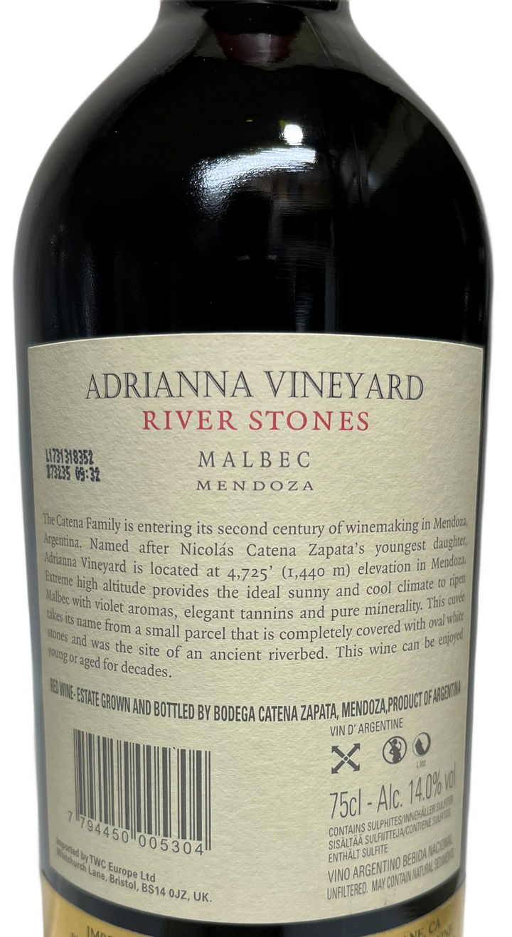 2014 Zapata Catena Adrianna Vineyard River Stones Malbec