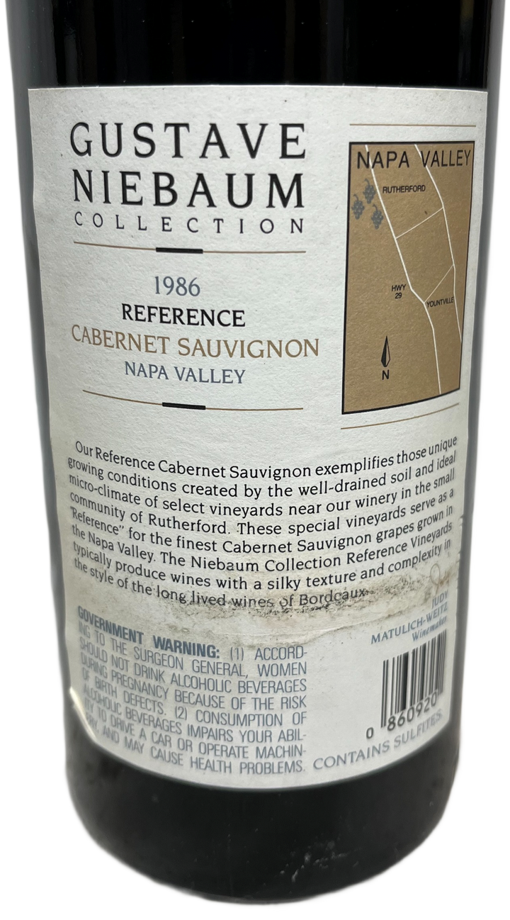 1986 Gustave Niebaum Collection Reference Napa Valley Cabernet