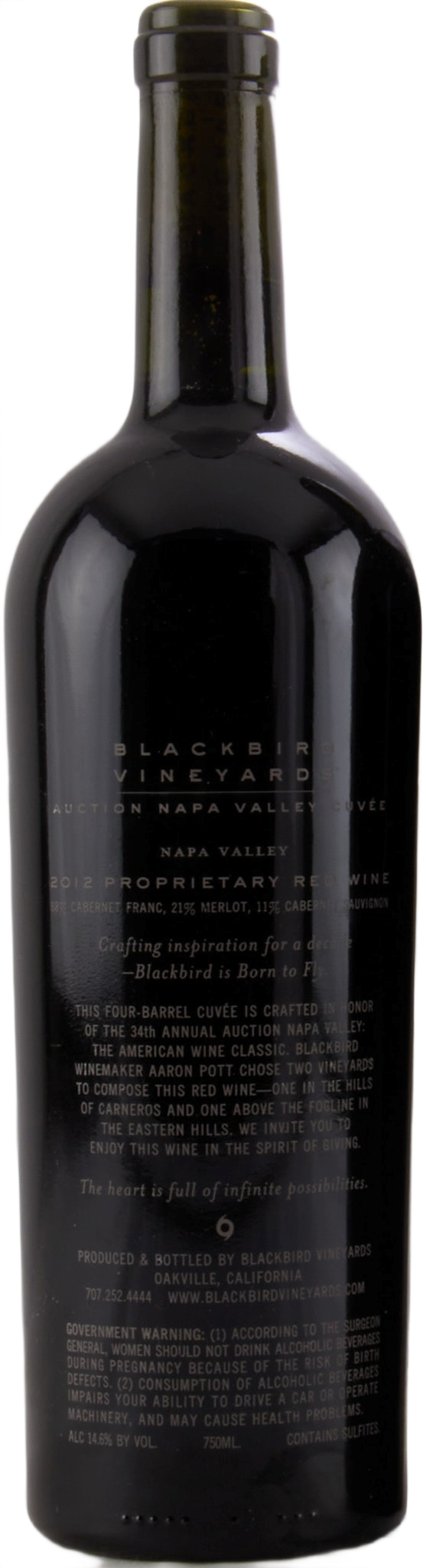 2012 Blackbird Vineyards Cabernet Napa Valley Auction Cuvee