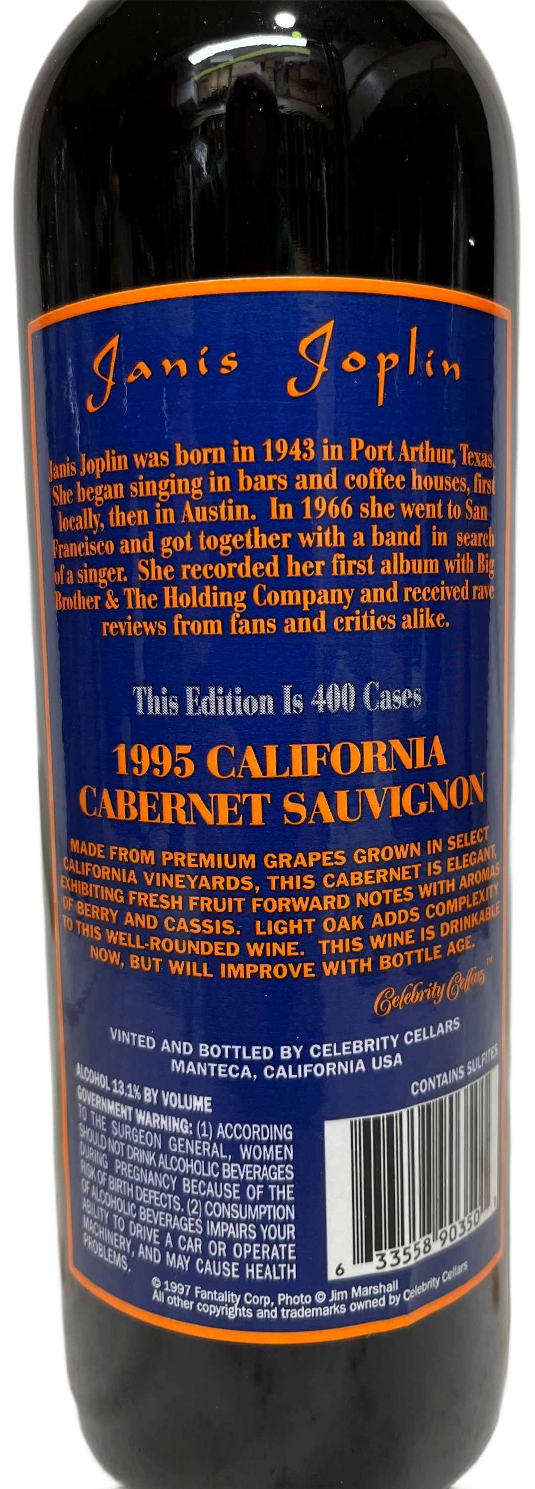 1995 Celebrity Cellars Janis Joplin Proprietary Red Wine