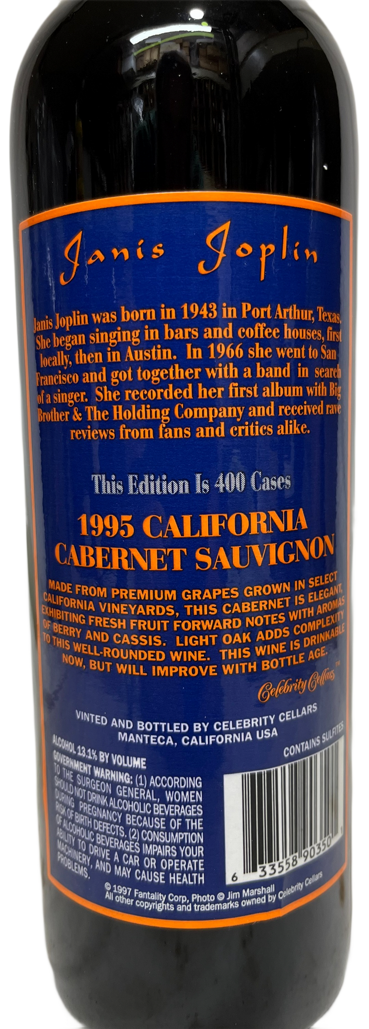 1995 Celebrity Cellars Janis Joplin Proprietary Red Wine