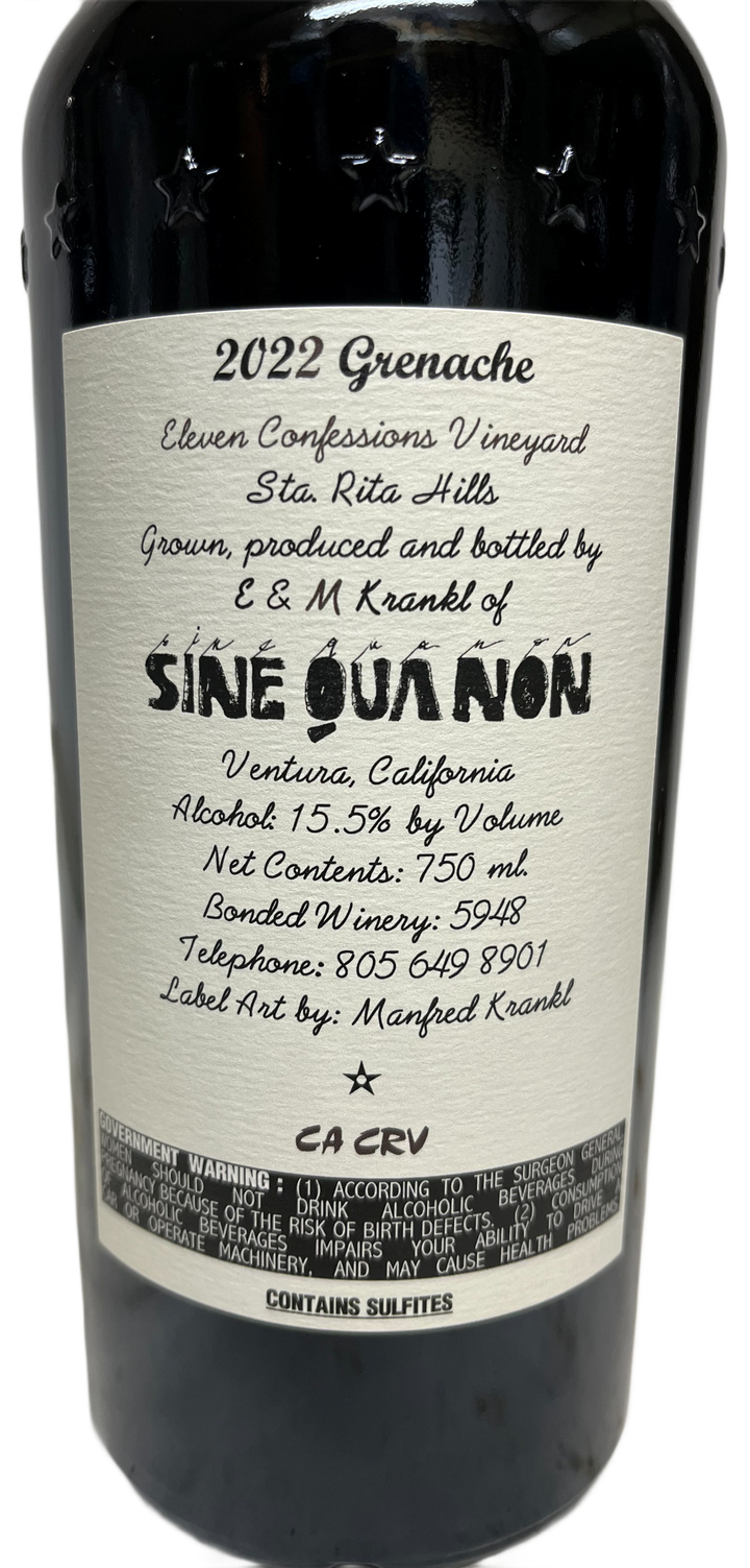2022 Sine Qua Non Eleven Confessions Grenache