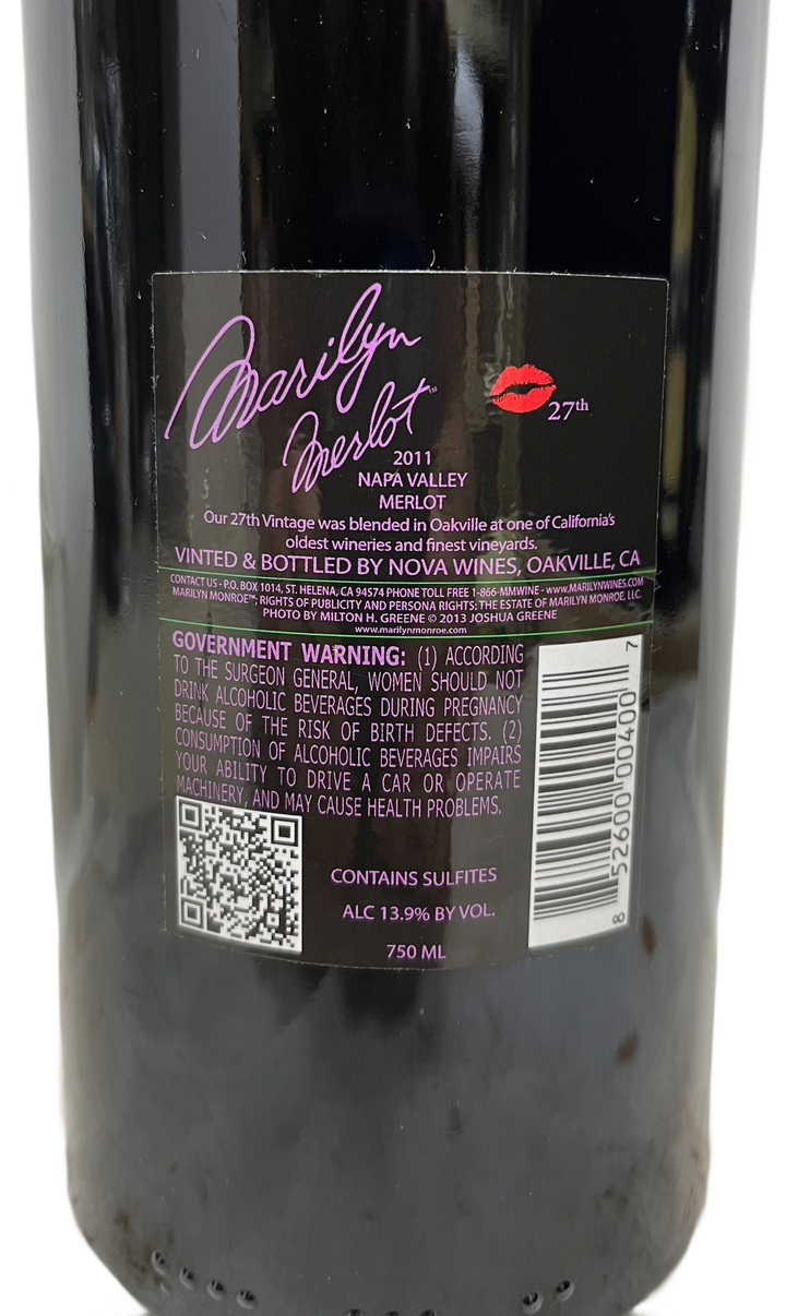 2011 Marilyn Merlot Napa Valley Merlot Etched