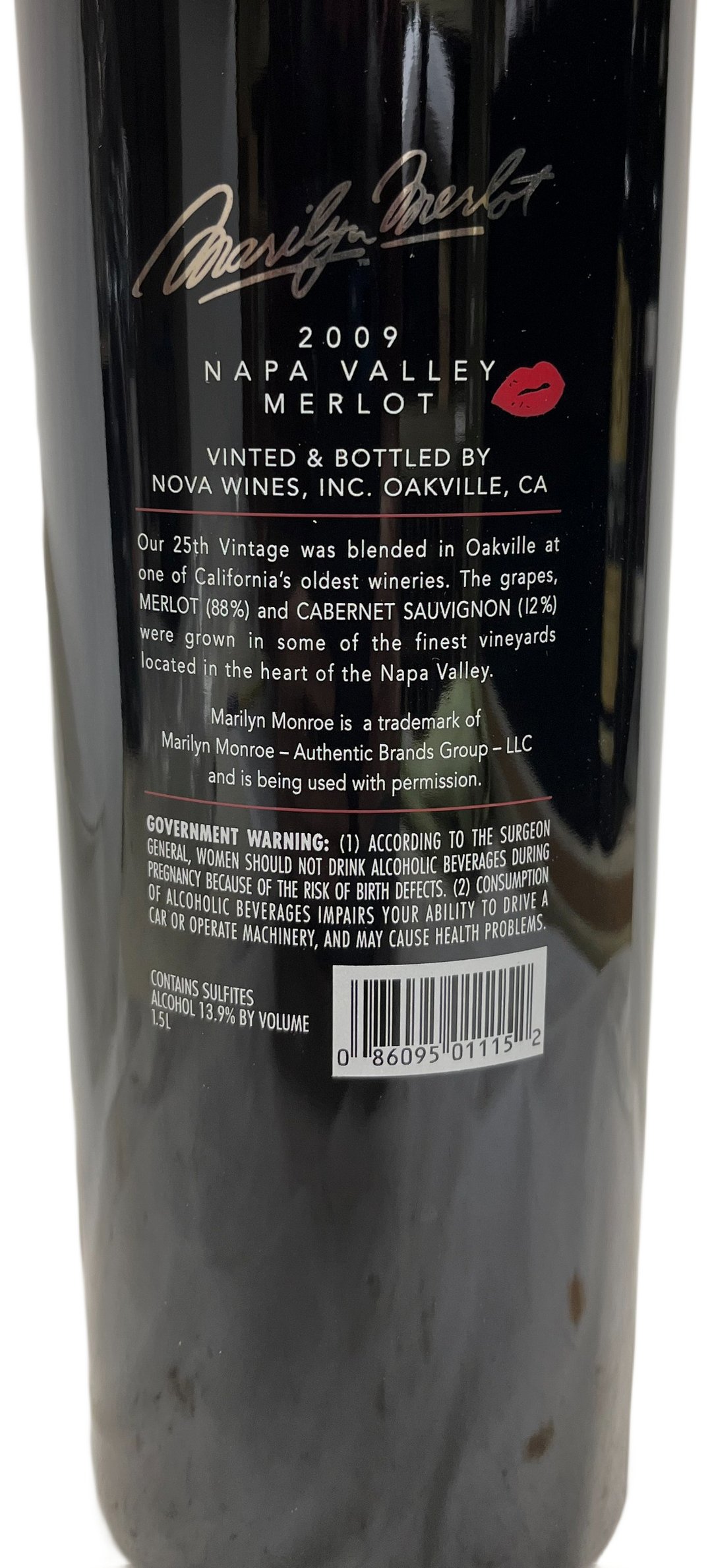 2009 Marilyn Merlot Napa Valley Merlot Screen Printed Magnum