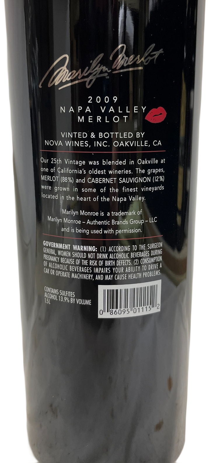 2009 Marilyn Merlot Napa Valley Merlot Screen Printed Magnum