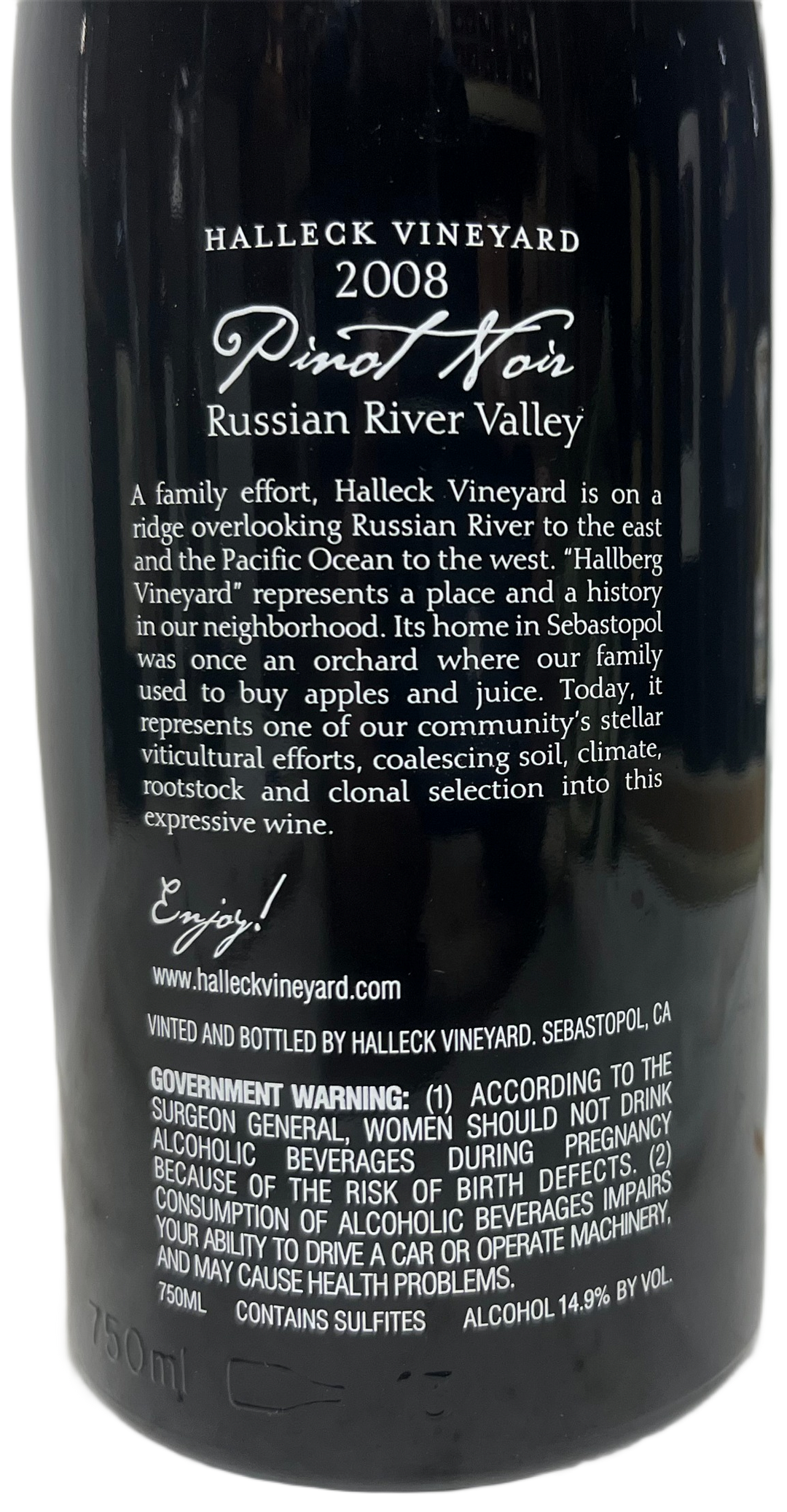 2008 Halleck Vineyard Pinot Noir Hallberg Vineyard