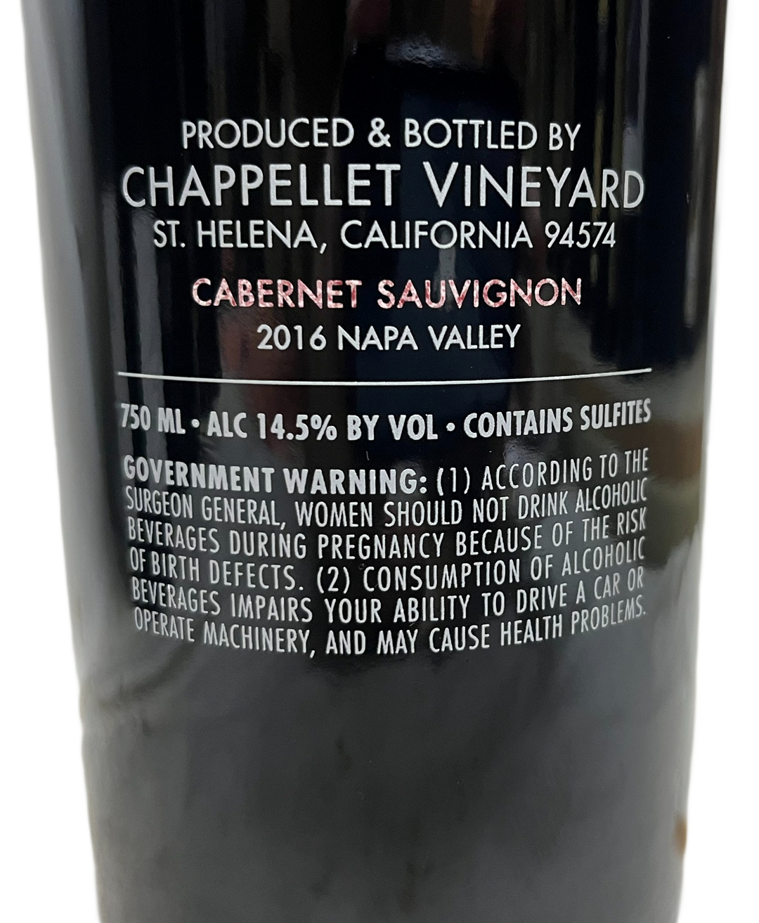2016 Chappellet Napa Valley Pritchard Hill Cabernet