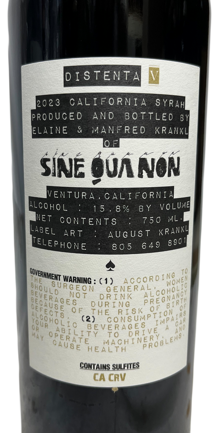 2023 Sine Qua Non Distenta V Syrah