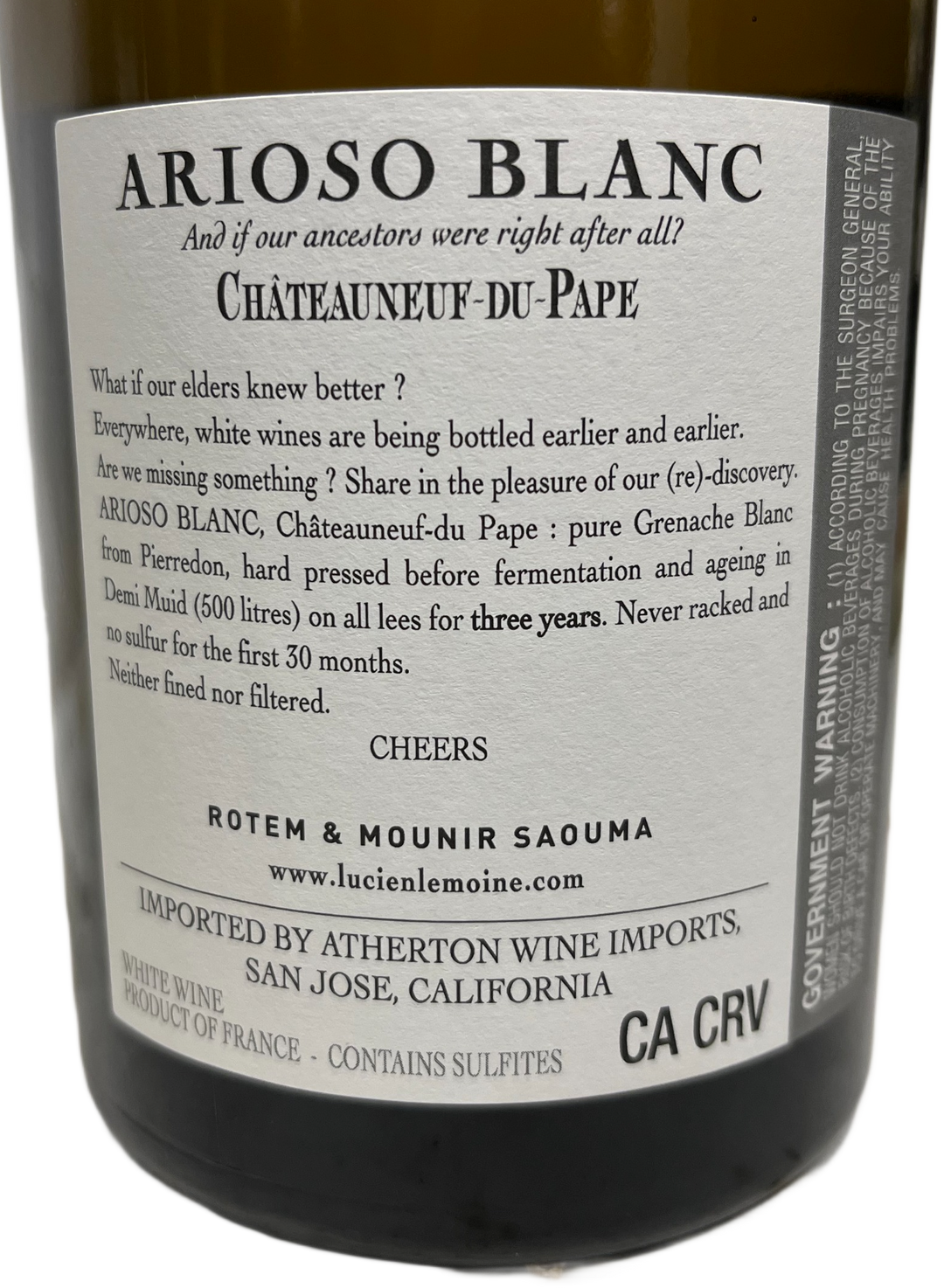 2022 Rotem & Mounir Saouma Chateauneuf du Pape Arioso Blanc
