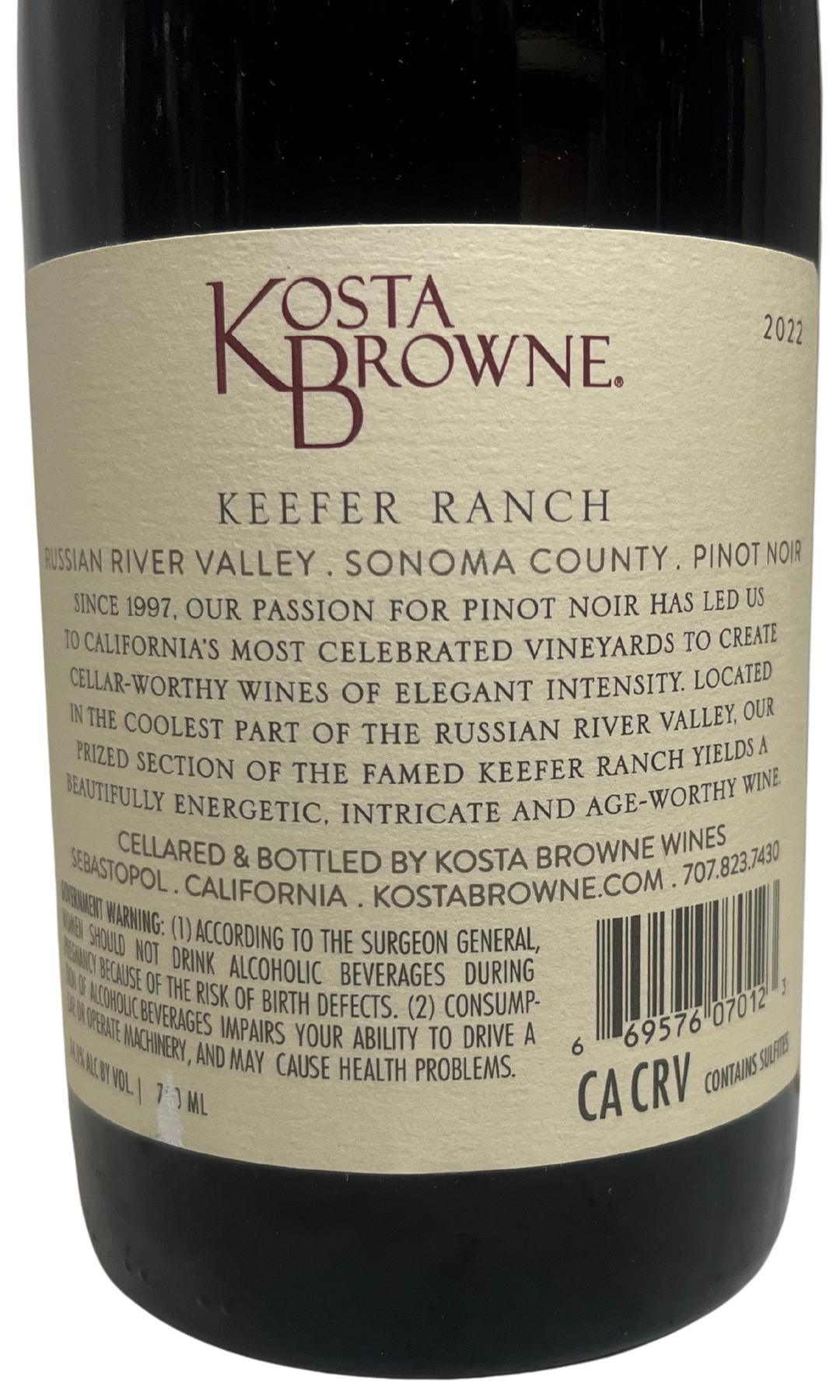 2022 Kosta Browne Keefer Vineyard Pinot Noir