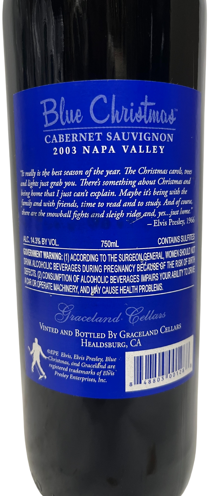 2003 Graceland Cellars Elvis Presley Blue Christmas Cabernet Sauvignon