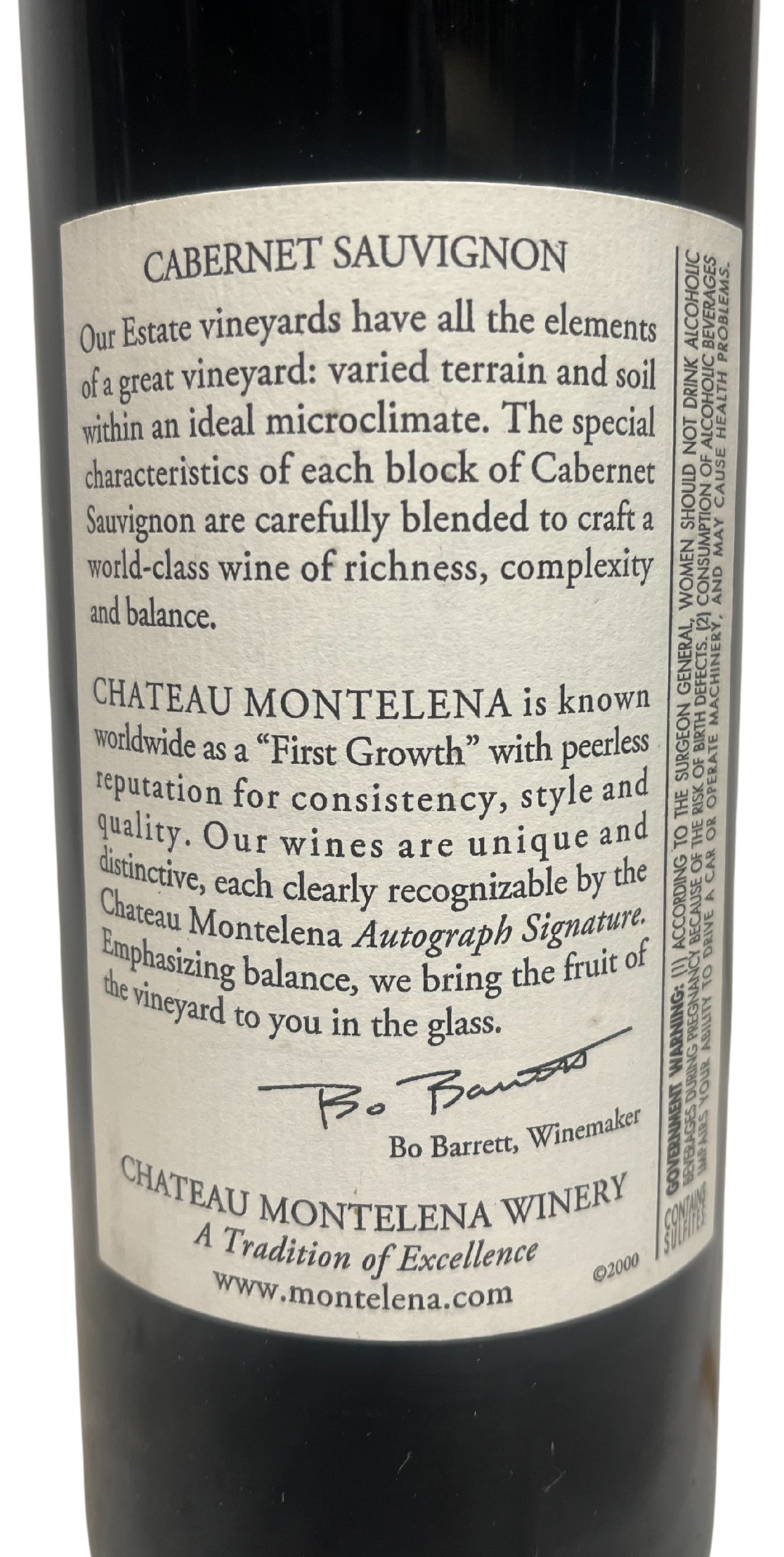 2000 Chateau Montelena Napa Valley Estate Cabernet