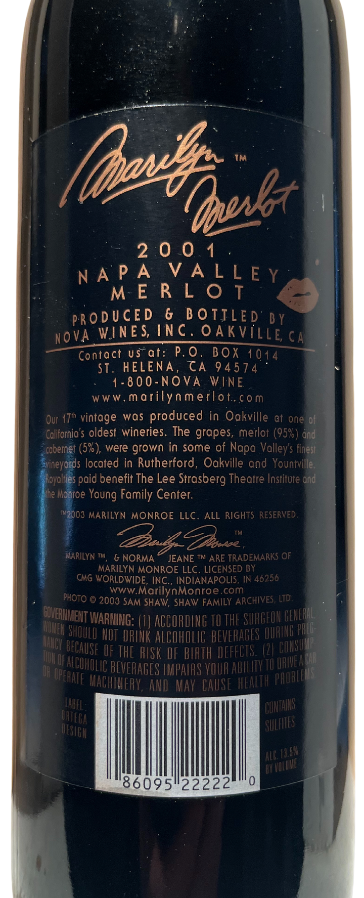 2001 Marilyn Merlot Napa Valley Merlot