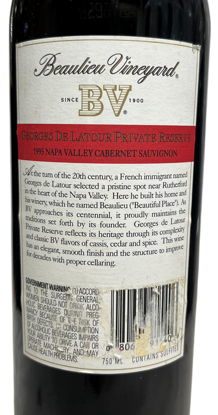 1995 BV Beaulieu Vineyard Private Reserve Georges de Latour Cabernet