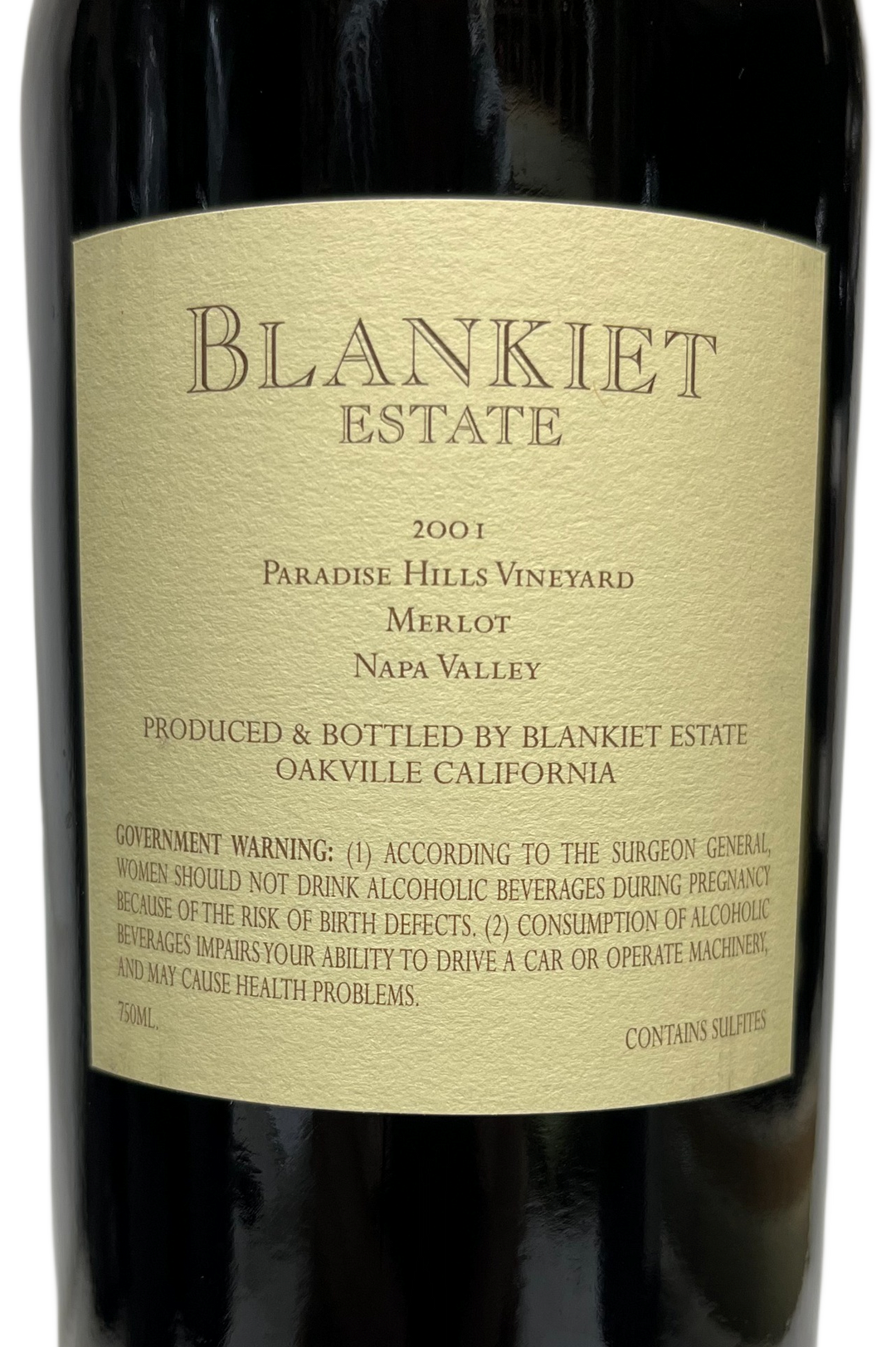 2001 Blankiet Merlot Paradise Hills Vineyard