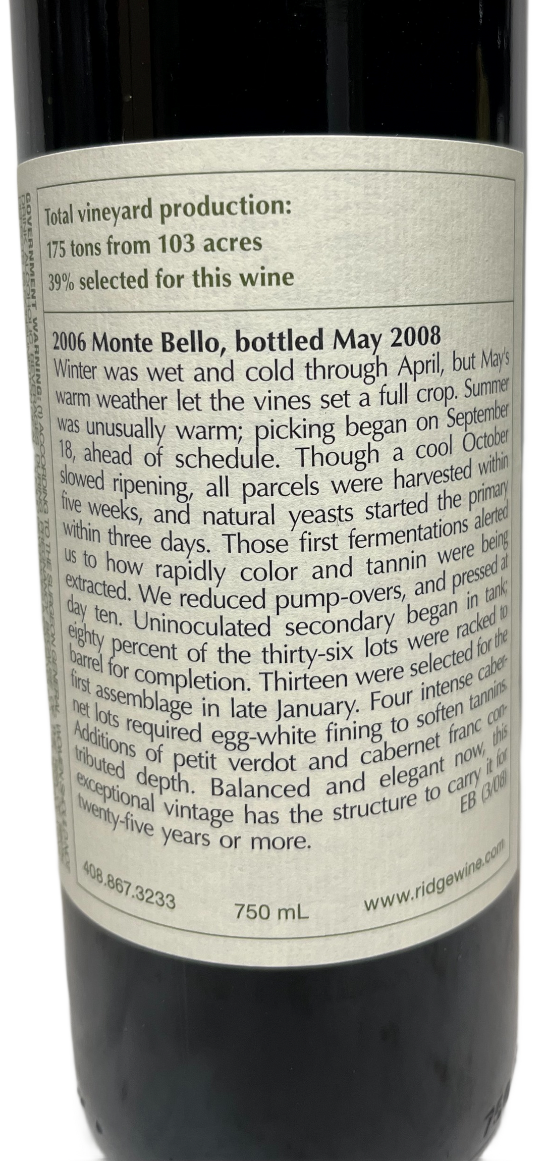 2006 Ridge Monte Bello Proprietary Red