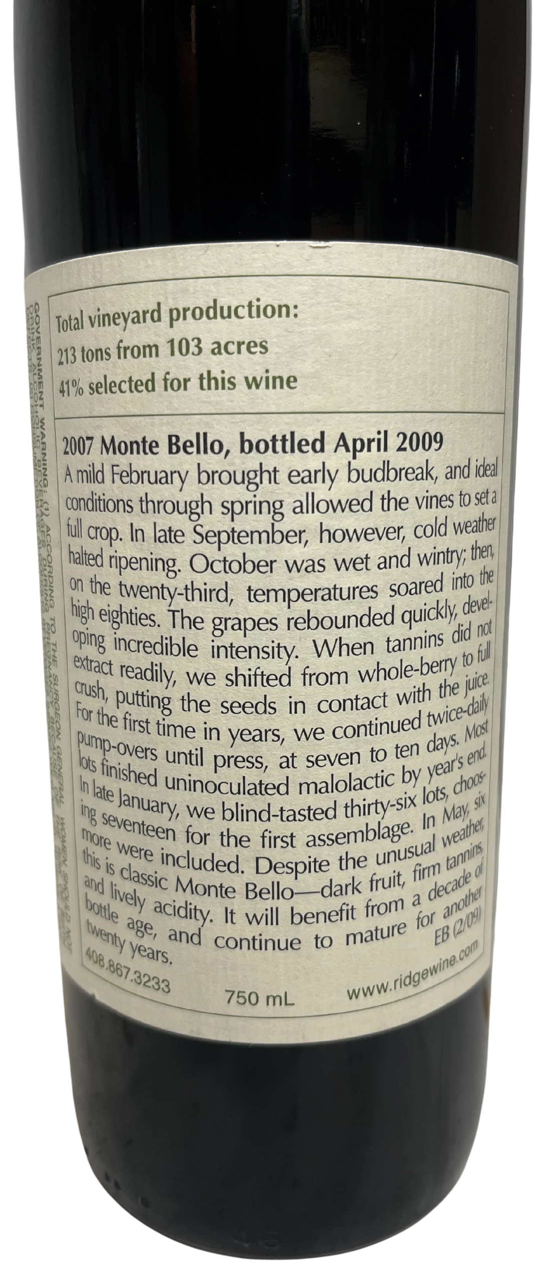 2007 Ridge Monte Bello Proprietary Red