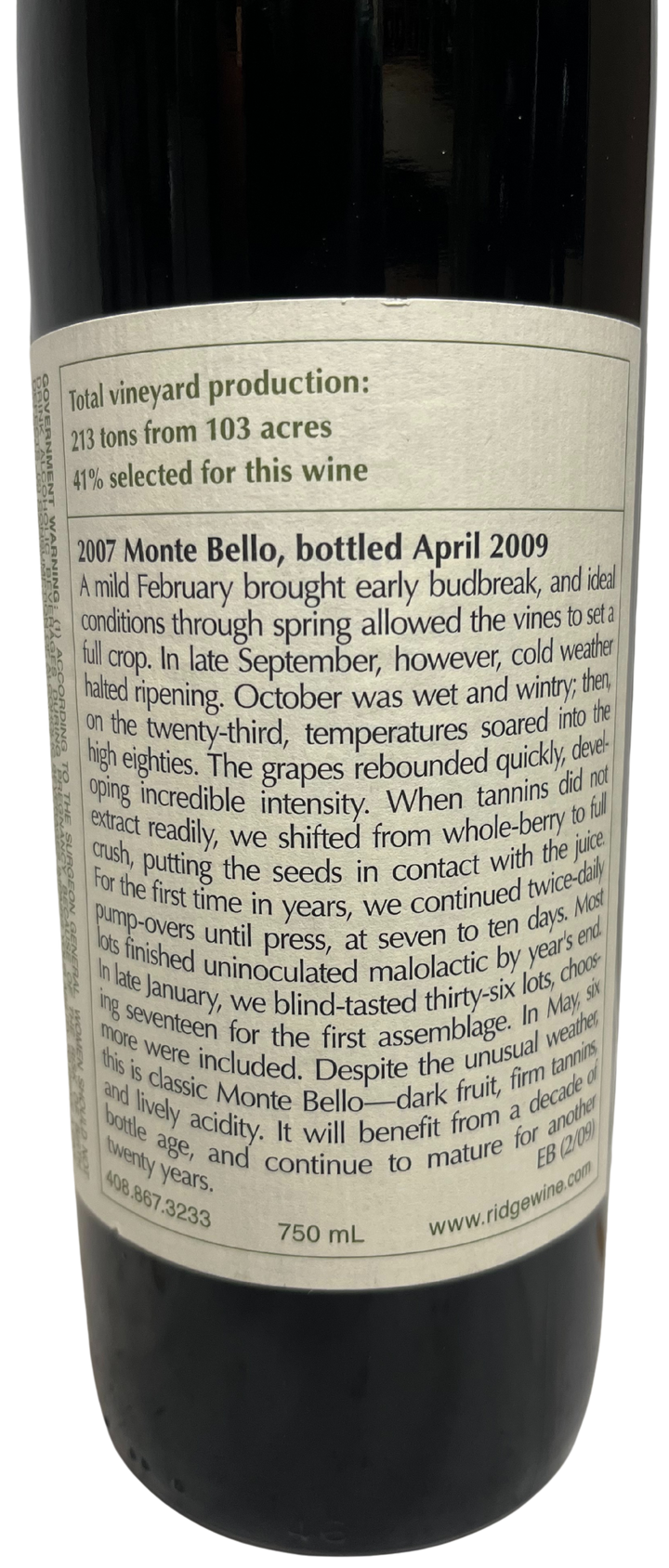 2007 Ridge Monte Bello Proprietary Red