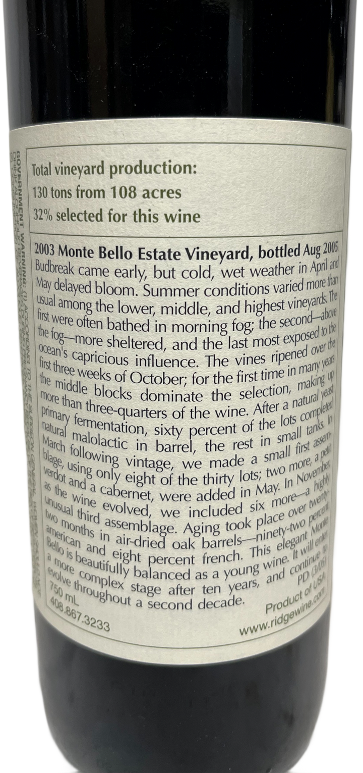 2003 Ridge Monte Bello Proprietary Red