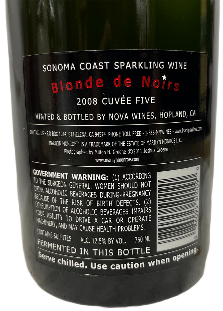 2008 Marilyn Monroe Blonde de Noirs Cuvee Five North Coast Sparkling Wine