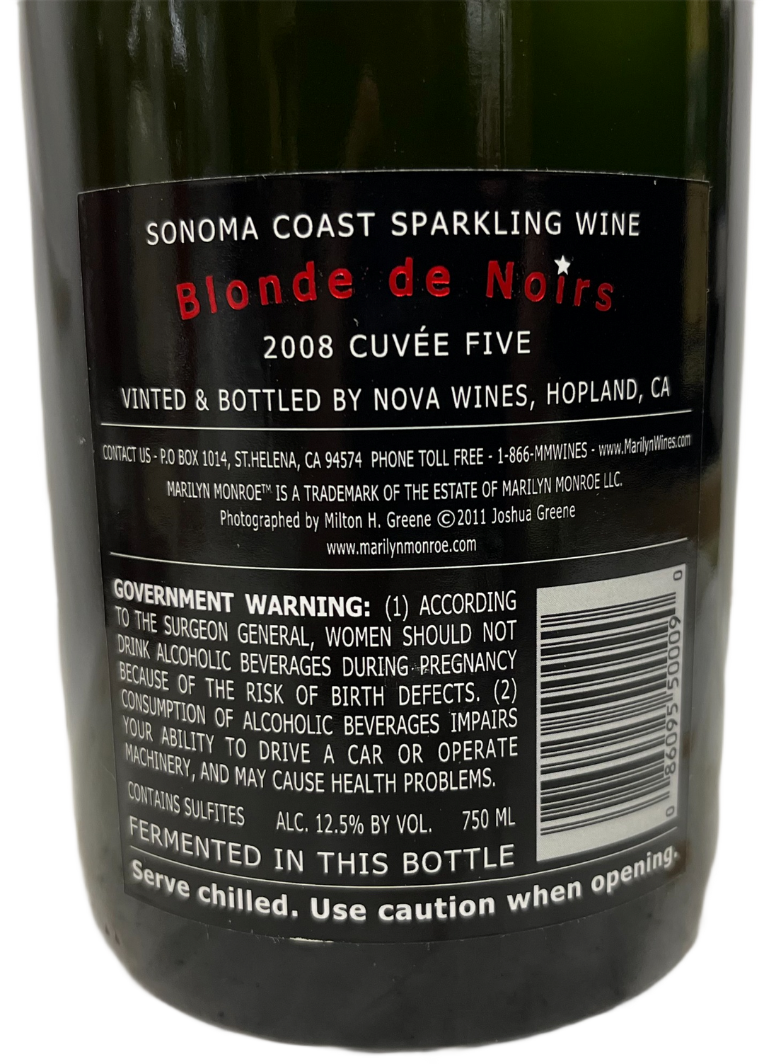 2008 Marilyn Monroe Blonde de Noirs Cuvee Five North Coast Sparkling Wine - Scratch and Dent