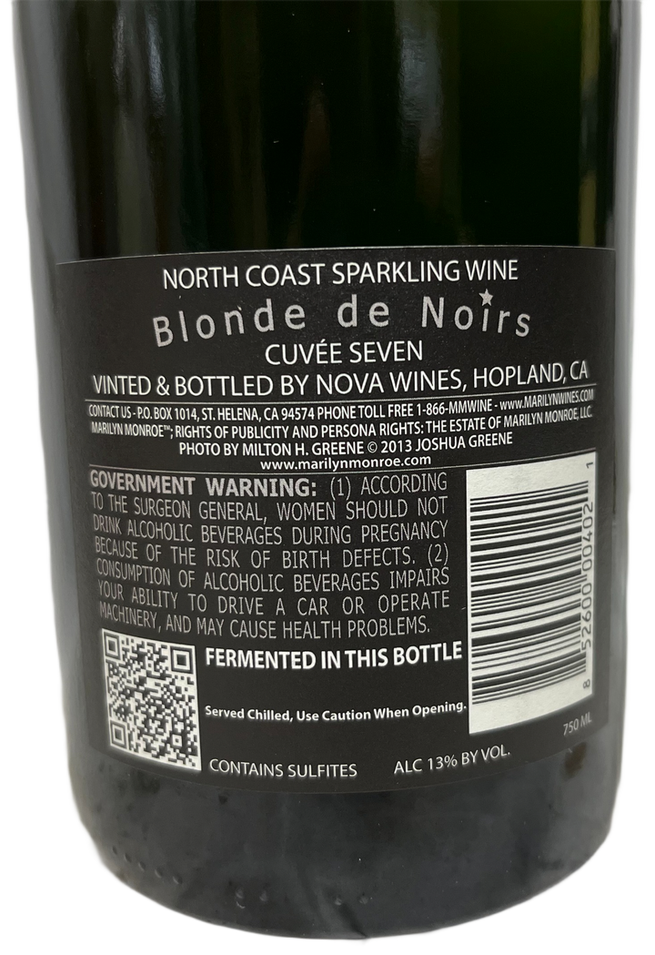 NV Marilyn Monroe Blonde de Noirs Cuvee Seven North Coast Sparkling Wine