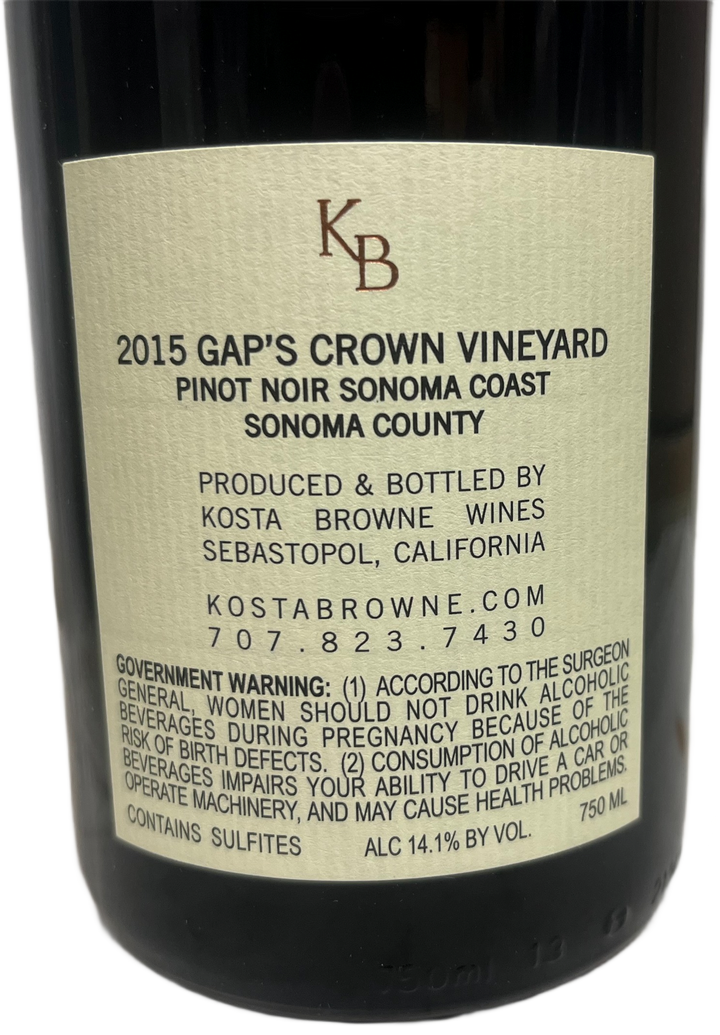 2015 Kosta Browne Gaps Crown Vineyard Pinot Noir