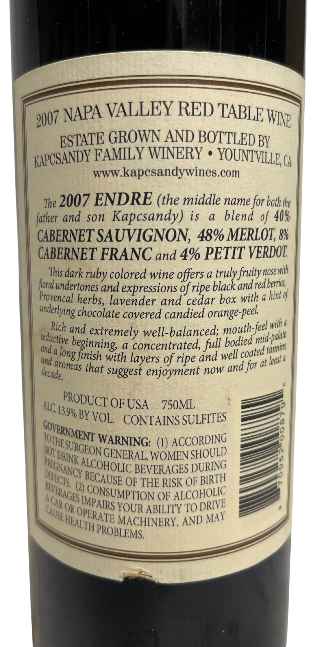 2007 Kapcsandy Family Endre Red