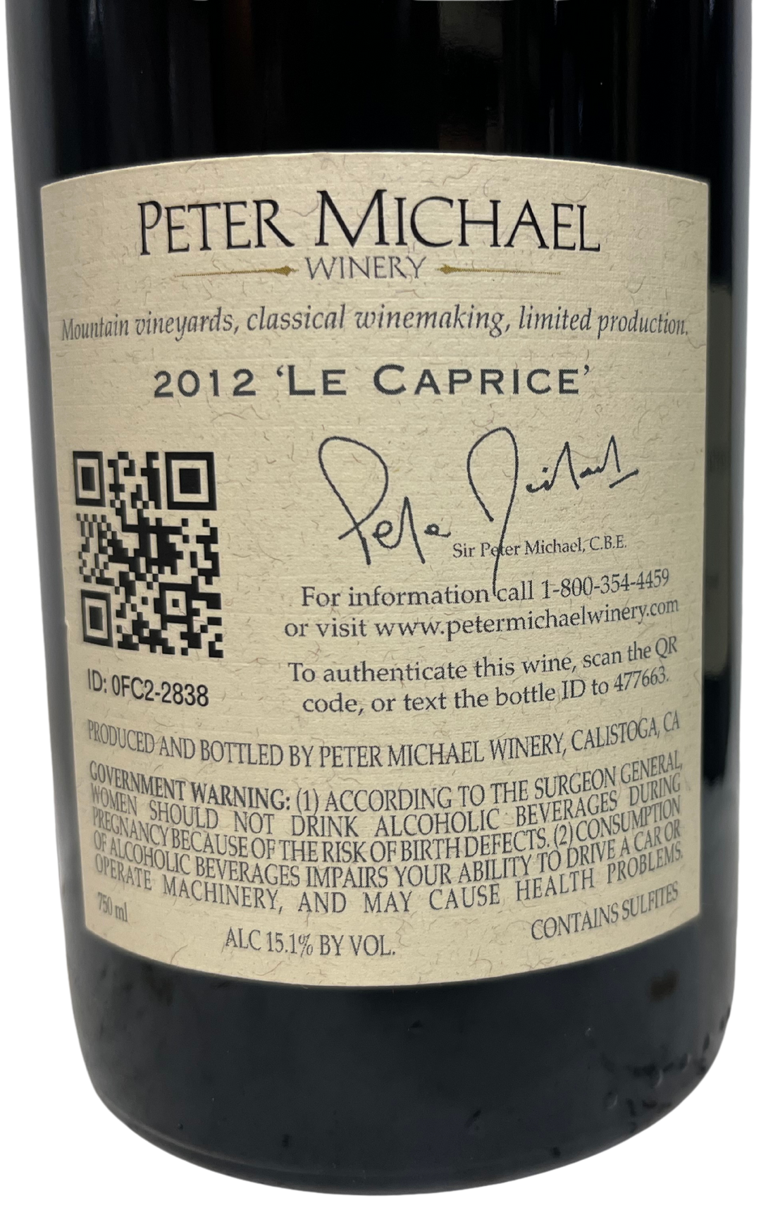 2012 Peter Michael Winery Le Caprice Pinot Noir